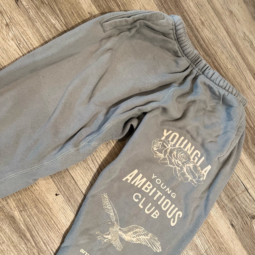 YoungLa Pants Mens Medium Grey The Immortal Joggers Graphic Fleece Sweatpants - Picture 2 of 5